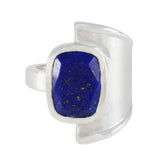 Lapis Lazuli Solitaire Egyptian 92.5 Silver Blue Gemstones Essential Modern Ring Jewellery
