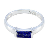 Lapis Lazuli Solitaire Korean 925 Sterling Silver Blue Gemstones Dainty Contemporary Ring Jewellery