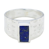 Lapis Lazuli Solitaire French 925 Sterling Silver Blue Gems Mid weight Signet Ring Jewelry