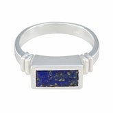 Lapis Lazuli Solitaire German Silver Blue Gems Minimal Feminine Ring Jewellery