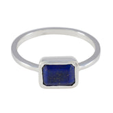 Lapis Lazuli Solitaire Japanese 925 Sterling Silver Blue Gemstone Dainty Trendy Ring Jewellery