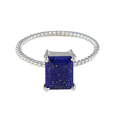 Lapis Lazuli Solitaire Korean Silver Blue Gems Delicate Twist Ring Jewellery
