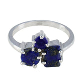 Lapis Lazuli Trilogy Egyptian 925 Sterling Silver Blue Gemstone Slim Contemporary Ring Jewelry