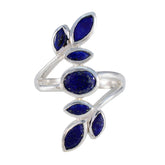 Lapis Lazuli Hepta Moroccan Silver Blue Gems Mid weight Leafy Ring Jewelry