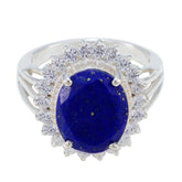 Lapis Lazuli Halo Indian 925 Sterling Silver Blue Gems Classic Signet Ring Jewelry