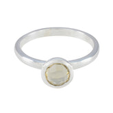 Lemon Quartz Solitaire American 92.5 Silver Yellow Gemstones Dainty Trendy Ring Jewellery