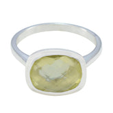 Lemon Quartz Solitaire African 925 Silver Yellow Gems Minimal Fairytale Ring Jewelry