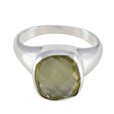 Lemon Quartz Solitaire German 92.5 Silver Yellow Gems Tiny Modern Ring Jewelry