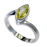 Lemon Quartz Solitaire Korean 925 Sterling Silver Yellow Gemstones Delicate Contemporary Ring Jewelry