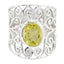 Lemon Quartz Solitaire Middle Eastern Sterling Silver Yellow Gems Eye catching Filigree Ring Jewelry