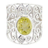 Lemon Quartz Solitaire Middle Eastern Sterling Silver Yellow Gems Eye catching Filigree Ring Jewelry
