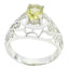 Lemon Quartz Solitaire Italian Sterling Silver Yellow Gemstones Featherlight Filigree Ring Jewellery