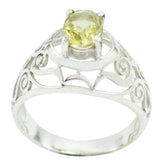 Lemon Quartz Solitaire Italian Sterling Silver Yellow Gemstones Featherlight Filigree Ring Jewellery