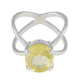 Lemon Quartz Solitaire Indian 925 Sterling Silver Yellow Gemstone Tiny Artisan Ring Jewellery