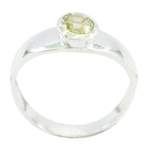 Lemon Quartz Solitaire American 92.5 Silver Yellow Gems Whisper thin Graceful Ring Jewelry