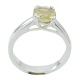 Lemon Quartz Solitaire African 925 Silver Yellow Gemstones Tiny Romantic Ring Jewelry