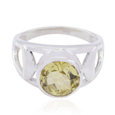 Lemon Quartz Solitaire Italian 925 Sterling Silver Yellow Gems Minimal Filigree Ring Jewelry