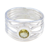 Lemon Quartz Solitaire Middle Eastern 925 Sterling Silver Yellow Gemstone Eye catching Rope Wire Band Jewelry