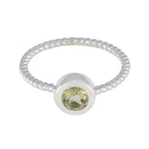 Lemon Quartz Solitaire Korean Silver Yellow Gemstone Delicate Fairytale Ring Jewellery