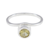 Lemon Quartz Solitaire American 925 Silver Yellow Gemstones Delicate Sophisticated Ring Jewelry