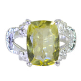 Lemon Quartz Solitaire Italian Silver Yellow Gemstones Versatile Rope Wire Ring Jewelry