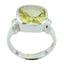 Lemon Quartz Solitaire German Silver Yellow Gems Eye catching Armor Ring Jewellery