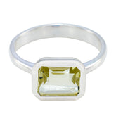 Lemon Quartz Solitaire French 925 Silver Yellow Gems Tiny Trendy Ring Jewelry
