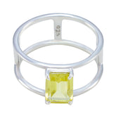 Lemon Quartz Solitaire Turkish 925 Silver Yellow Gemstones Whisper thin Geometric Band Jewellery