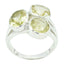 Lemon Quartz Trilogy German Silver Yellow Gemstone Mid weight Graceful Ring Jewelry