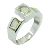 Lemon Quartz Trilogy French Silver Yellow Gemstones Tiny Romantic Ring Jewellery