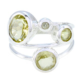 Lemon Quartz quarter German 92.5 Silver Yellow Gemstones Minimal Sophisticated Ring Jewelry