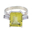 Lemon Quartz Trilogy German 92.5 Silver Yellow Gemstones Classic Glamorous Ring Jewellery