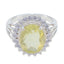 Lemon Quartz Halo African Silver Yellow Gemstone Classic Signet Ring Jewellery