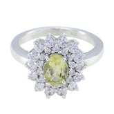 Lemon Quartz Halo French Sterling Silver Yellow Gems Tiny Trendy Ring Jewelry