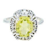 Lemon Quartz Halo Russian Silver Yellow Gemstones Slim Fairytale Ring Jewelry