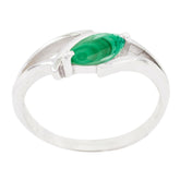 Malachite Solitaire Korean 925 Sterling Silver Green Gems Dainty Trendy Ring Jewellery