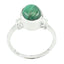 Malachite Solitaire Russian 925 Sterling Silver Green Gemstone Classic Feminine Ring Jewelry