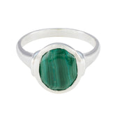 Malachite Solitaire Indian 925 Sterling Silver Green Gemstones Minimal Ethnic Ring Jewelry
