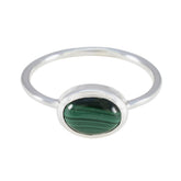 Malachite Solitaire Korean 925 Sterling Silver Green Gems Elegant Graceful Ring Jewelry