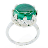 Malachite Solitaire Indian Sterling Silver Green Gemstones Minimal Art Deco Ring Jewellery