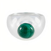 Malachite Solitaire French Sterling Silver Green Gems Eye catching Luxurious Ring Jewellery