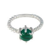 Malachite Solitaire French 925 Silver Green Gemstone Featherlight Twist Ring Jewellery