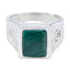 Malachite Solitaire German Silver Green Gems Edgy Armor Ring Jewelry