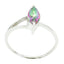 Mystic Quartz Solitaire Korean Sterling Silver multicolor Gems Elegant Trendy Ring Jewelry