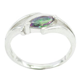 Mystic Quartz Solitaire Japanese 925 Silver multicolor Gemstones Dainty Contemporary Ring Jewelry