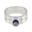 Mystic Quartz Solitaire Russian Sterling Silver multicolor Gemstone Eye catching Twist Band Jewellery