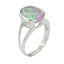 Mystic Quartz Solitaire Moroccan Sterling Silver multicolor Gemstones Mid weight Romantic Ring Jewelry