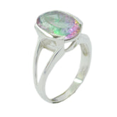 Mystic Quartz Solitaire Moroccan Sterling Silver multicolor Gemstones Mid weight Romantic Ring Jewelry