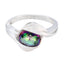 Mystic Quartz Solitaire Russian 925 Silver multicolor Gems Tiny Abstract Ring Jewellery