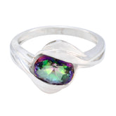 Mystic Quartz Solitaire Russian 925 Silver multicolor Gems Tiny Abstract Ring Jewellery